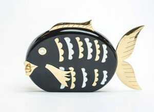 Flounder fish clutch with South Sea Pearl